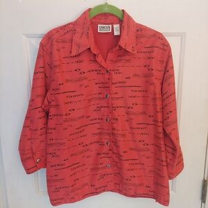 Chico's Design Aztec Red Tribal shirt jacket Chico's sz 1